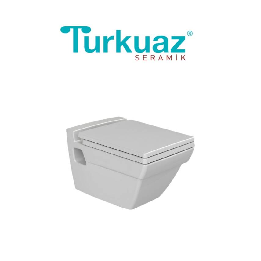 Turkuaz Mona Kanallı Beyaz Asma Klozet SET006003, Turkuaz Mona Duroplast Yavaş Kapak - 1