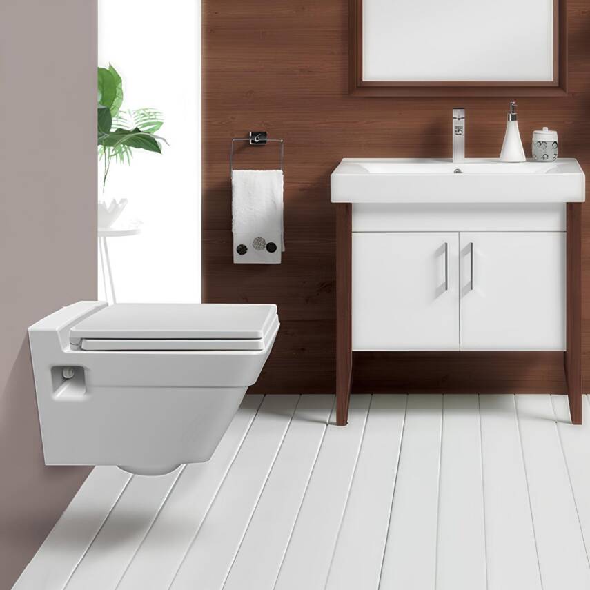 Turkuaz Mona Kanallı Beyaz Asma Klozet SET006003, Turkuaz Mona Duroplast Yavaş Kapak - 3