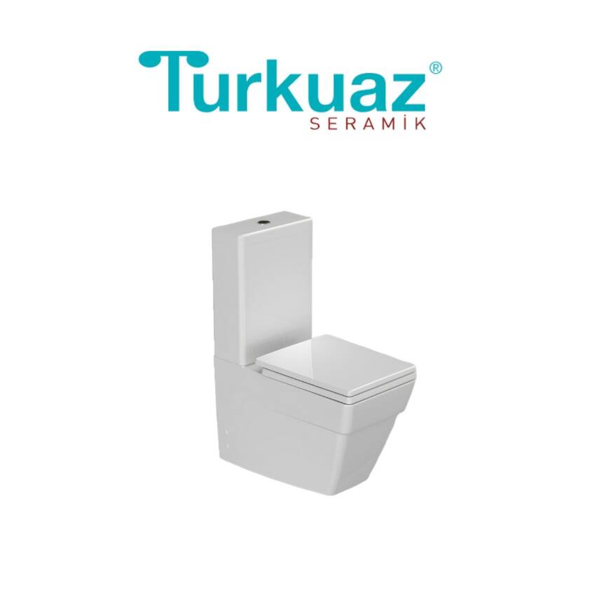 Turkuaz Mona Kanallı Beyaz Duvara Sıfır Klozet Takımı SET006013, Turkuaz Mona Duroplast Yavaş Kapak - 2