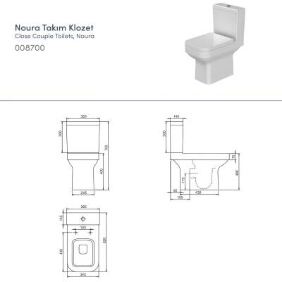 Turkuaz Noura Kanallı Beyaz Alttan Klozet Takımı SET004056, Turkuaz Noura Yavaş Kapak - 5