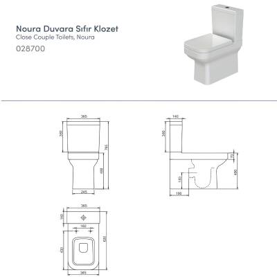 Turkuaz Noura Kanallı Beyaz Duvara Sıfır Klozet Takımı SET004009, Turkuaz Noura Yavaş Kapak - 5