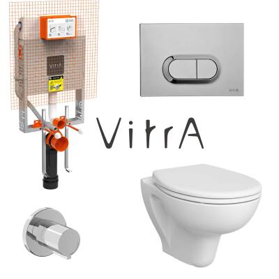 Vitra Arkitekt Open Rim Beyaz Asma Klozet 5959L003-0850, Vitra Gömme Rezervuar Set 768-1851