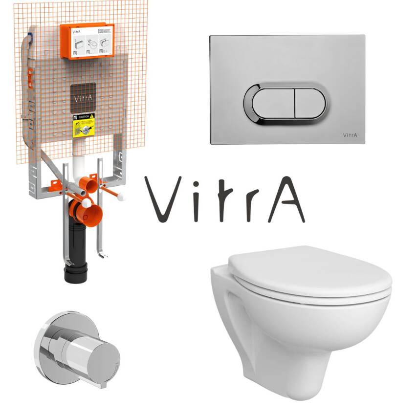 Vitra Arkitekt Open Rim Beyaz Asma Klozet 5959L003-0850, Vitra Gömme Rezervuar Set 768-1851 - 1