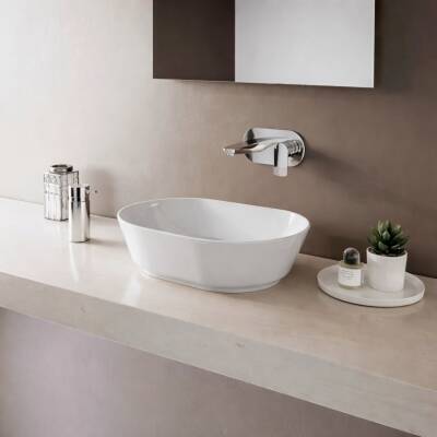 Vitra Geo Oval Tezgâh Üstü Batarya Deliksiz Beyaz Lavabo 55x40 Cm 7427b003-0012 - 2
