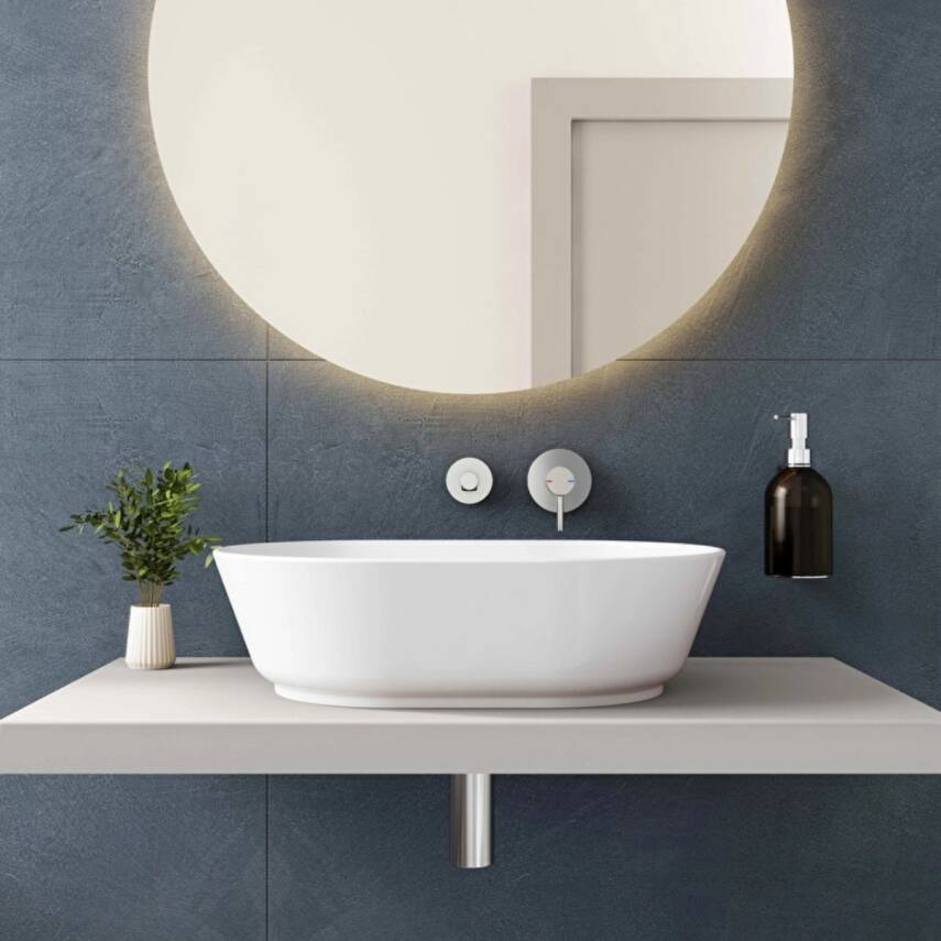 Vitra Geo Oval Tezgâh Üstü Batarya Deliksiz Beyaz Lavabo 55x40 Cm 7427b003-0012 - 3
