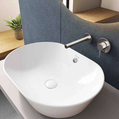 Vitra Geo Oval Tezgâh Üstü Batarya Deliksiz Beyaz Lavabo 55x40 Cm 7427b003-0012 - 4