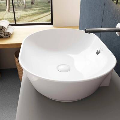 Vitra Geo Oval Tezgâh Üstü Batarya Deliksiz Beyaz Lavabo 55x40 Cm 7427b003-0012 - 6