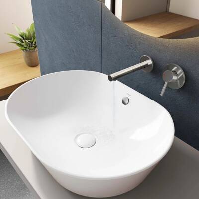 Vitra Geo Oval Tezgâh Üstü Batarya Deliksiz Beyaz Lavabo 55x40 Cm 7427b003-0012 - 7