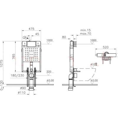 Vitra Gömme Rezervuar Seti Asma Klozet Uyumlu 8 Cm 768-1851-740-2280-A41461 - 5