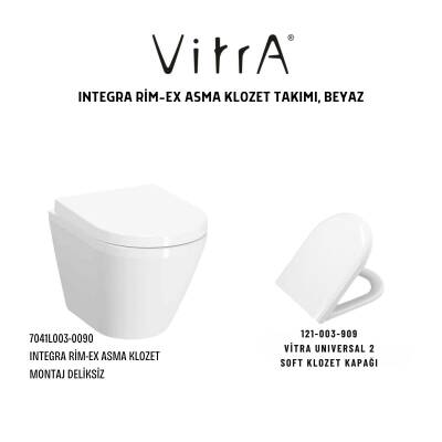 Vitra Integra Rim-Ex Klozet Beyaz Asma Klozet 7041L003-0090, Vitra Yavaş Kapak 121-003-909 - 3
