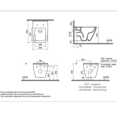 Vitra Integra Rim-Ex Square Klozet Beyaz Asma Klozet 7082L003-0090, Vitra Yavaş Kapak 191-003-009 - 5