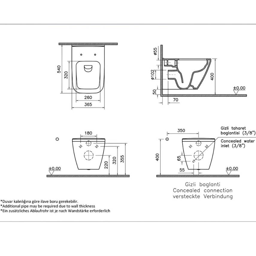 Vitra Integra Rim-Ex Square Klozet Beyaz Asma Klozet 7082L003-0090, Vitra Yavaş Kapak 191-003-009 - 5
