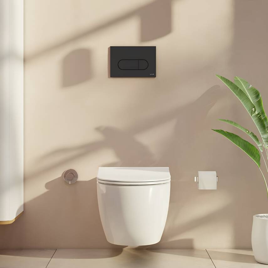 Vitra Mat Siyah Gömme Rezervuar Seti Asma Klozet Uyumlu 8 Cm 768-1851-740-2211-A4146136 - 2