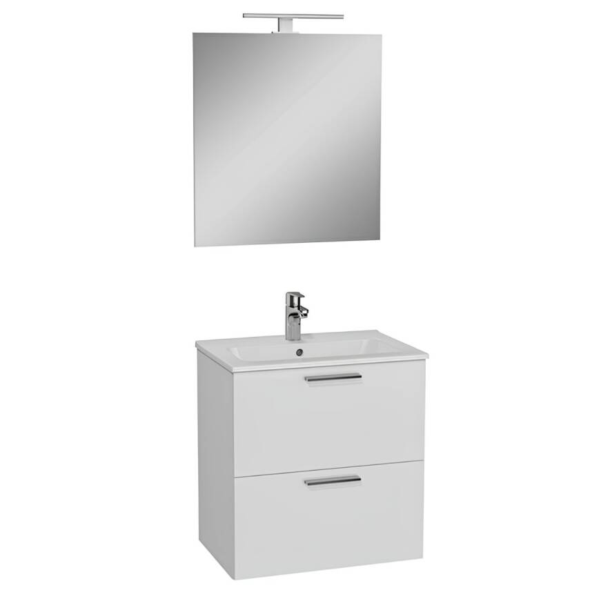 VitrA Mia 75021 Banyo Dolabı Seti Çekmeceli 60 cm Parlak Beyaz - 1