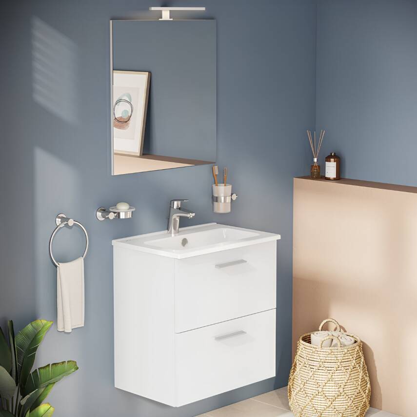 VitrA Mia 75021 Banyo Dolabı Seti Çekmeceli 60 cm Parlak Beyaz - 3