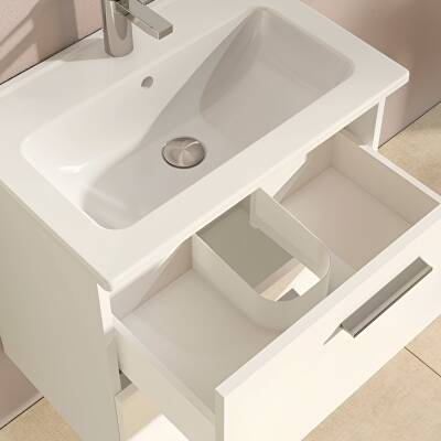 VitrA Mia 75021 Banyo Dolabı Seti Çekmeceli 60 cm Parlak Beyaz - 4