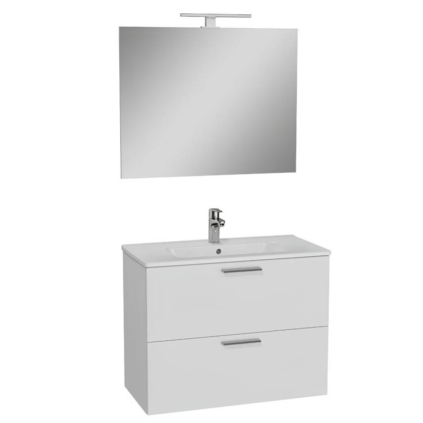 VitrA Mia 75024 Banyo Dolabı Seti Çekmeceli 80 cm Parlak Beyaz - 2