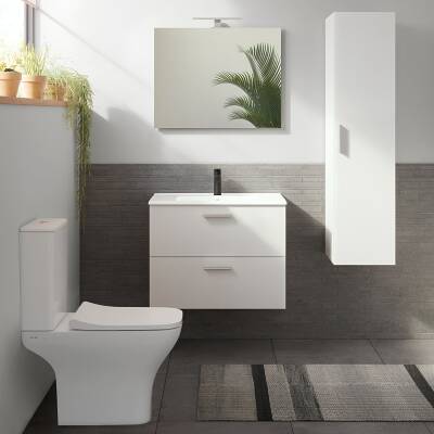 VitrA Mia 75024 Banyo Dolabı Seti Çekmeceli 80 cm Parlak Beyaz - 3