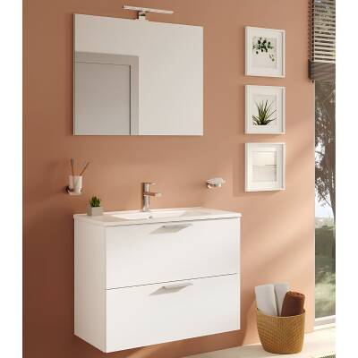 VitrA Mia 75024 Banyo Dolabı Seti Çekmeceli 80 cm Parlak Beyaz - 4