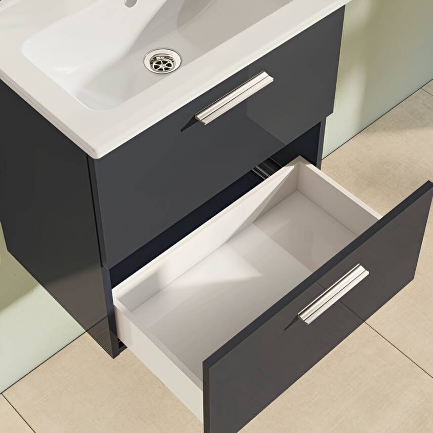 VitrA Mia 75102 Banyo Dolabı Seti Çekmeceli 60 cm Antrasit - 3