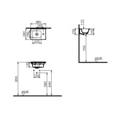 Vitra Mia Etajer Uyumlu Beyaz Lavabo 40x28 Cm 7460L003-0029 - 3