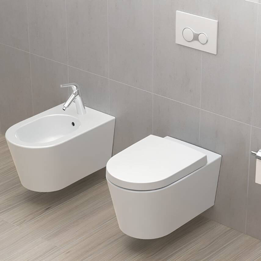 Vitra Nest Rim-Ex Beyaz Asma Klozet 5716B003-0559, Vitra Yavaş Kapak 89-003-009 - 3