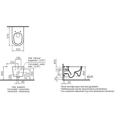 Vitra Nest Rim-Ex Beyaz Asma Klozet 5716B003-0559, Vitra Yavaş Kapak 89-003-009 - 5