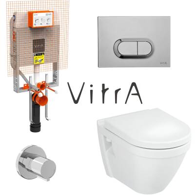 Vitra S50 Kanalsız Asma Klozet 7740T003-0850, Vitra Gömme Rezervuar Set 768-1851