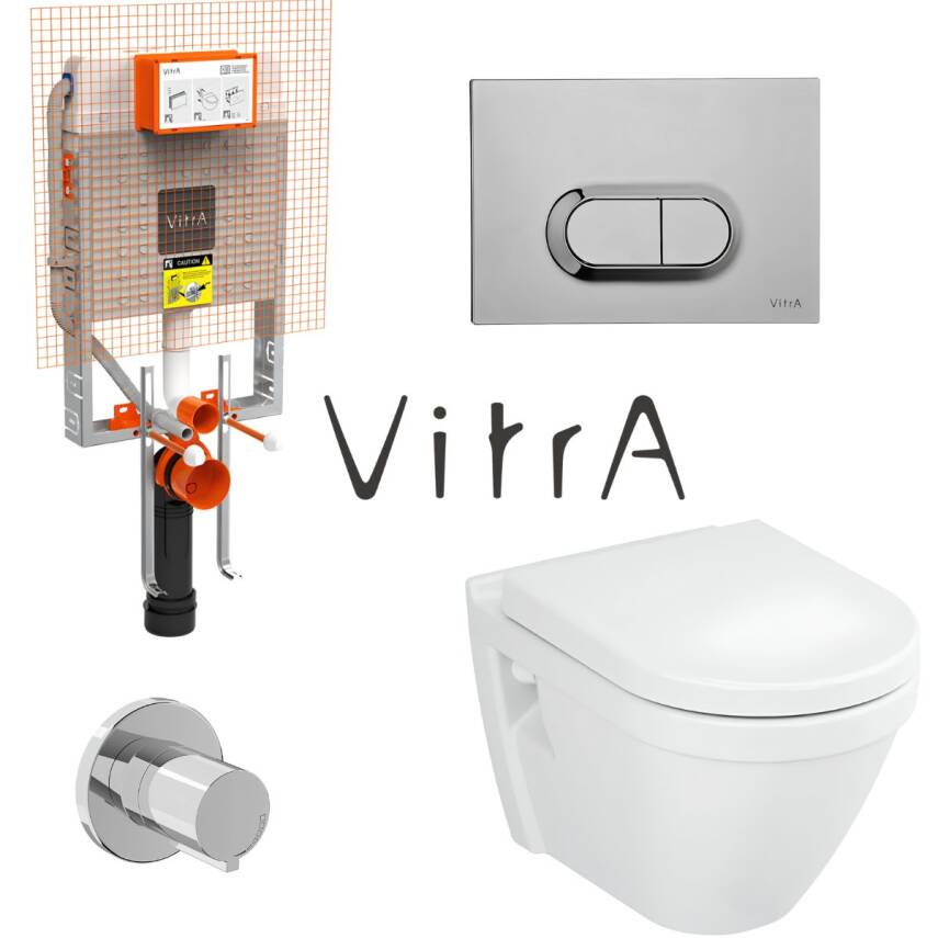 Vitra S50 Kanalsız Asma Klozet 7740T003-0850, Vitra Gömme Rezervuar Set 768-1851 - 1