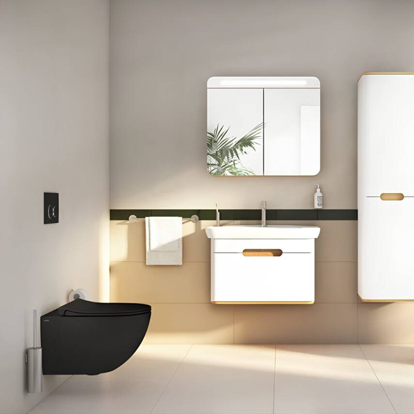 Vitra S60 SmootFlush Mat Siyah Asma Klozet 7510B083-0090, Vitra Mat Siyah Gömme Rezervuar Set 768-1851 - 2