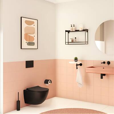 Vitra S60 SmootFlush Mat Siyah Asma Klozet 7510B083-0090, Vitra Mat Siyah Gömme Rezervuar Set 768-1851 - 3