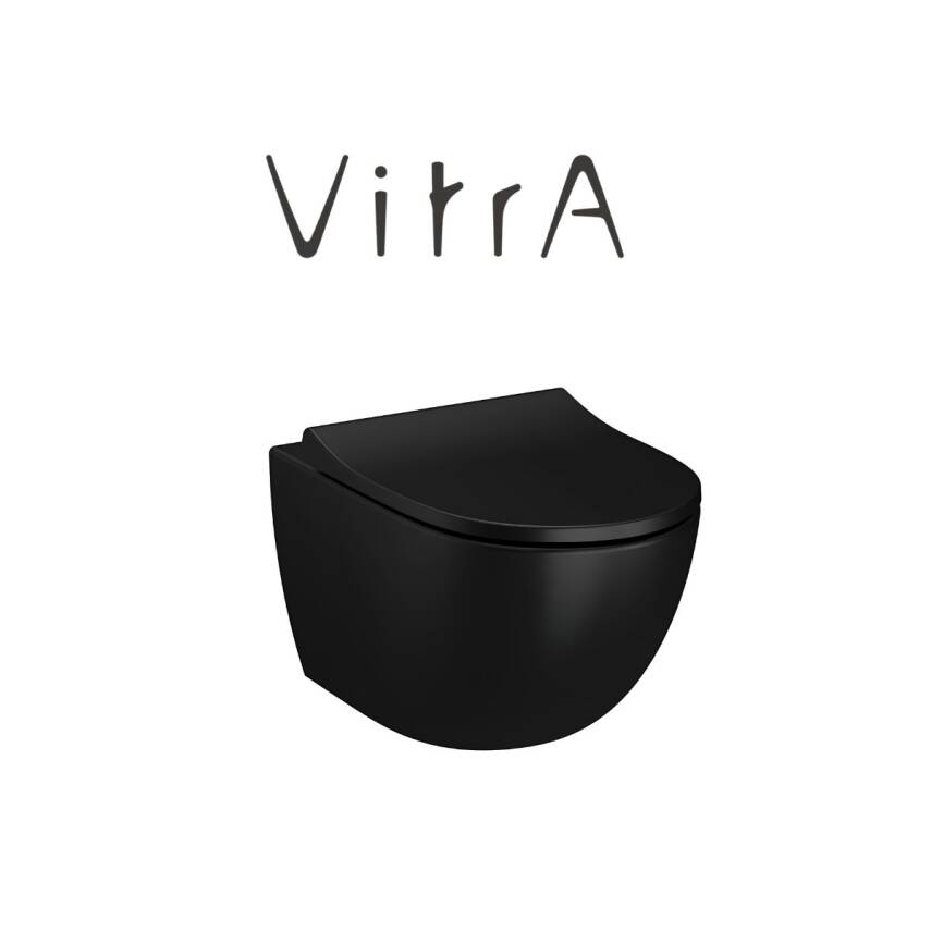 Vitra S60 SmootFlush Mat Siyah Asma Klozet 7510B083-0090, Vitra Yavaş Kapak 131-483-009 - 1