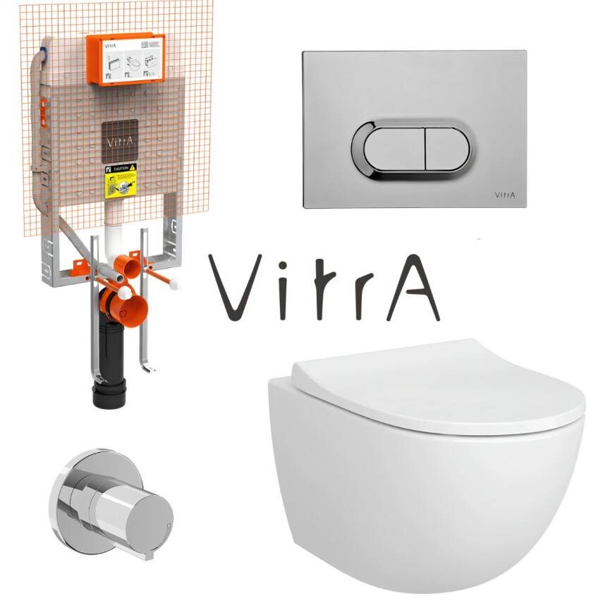 Vitra Sento Rim-Ex Asma Klozet Slim Kapak 7748B003-0559, Vitra Gömme Rezervuar Set 768-1851 - 1